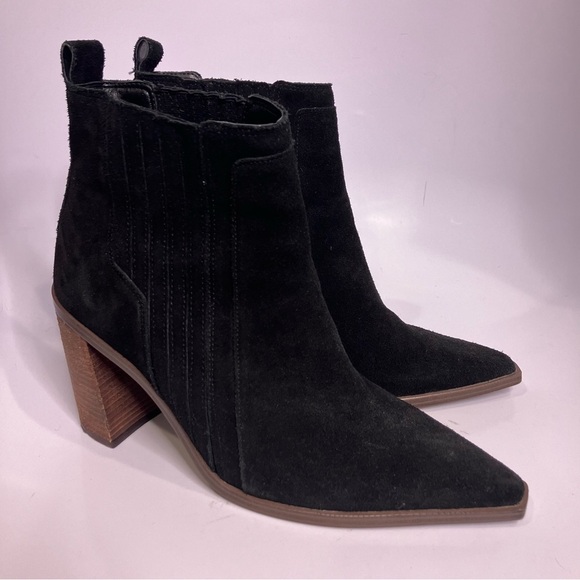Vince Camuto black suede weverna booties block heel women’s size 11 trendy - Picture 3 of 8